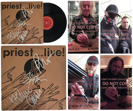 Judas Priest Band Signed Live Album COA Proof Autographed Vinyl Record Halford Tipton Hill Downing Judas Priest