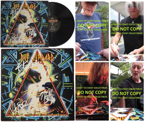 Def Leppard Signed Hysteria Album COA Exact Proof Elliott,Allen,Collen,Savage Vinyl Record