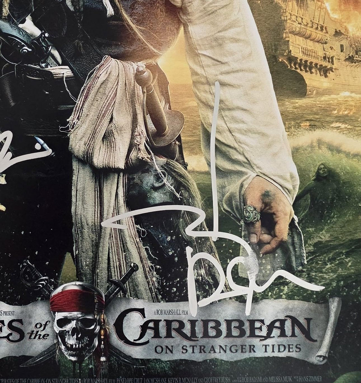 Johnny Depp Signed Pirates of the Caribbean On Stranger Tides 12x18 Photo COA Proof Autographed Jerry Bruckheimer