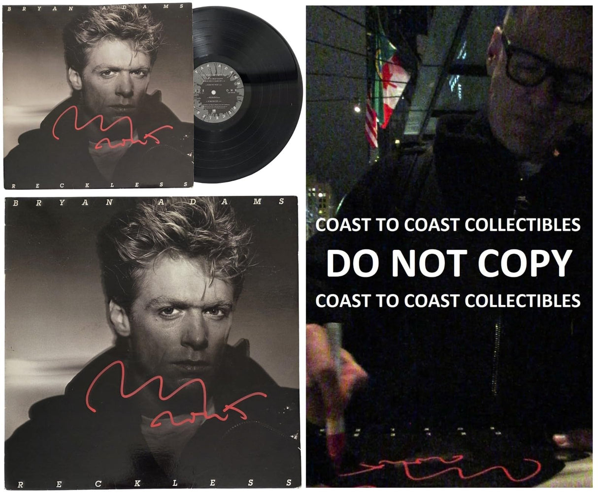 Bryan Adams Signed Reckless Album COA Exact Proof Autographed Vinyl Record