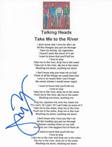 Jerry Harrison Signed Talking Heads Take Me To The River Lyrics Sheet Proof