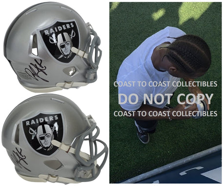 Geno Smith Signed Raiders Mini Football Helmet Proof COA Autographed Las Vegas Raiders