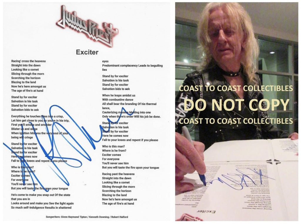 KK Downing Signed Judas Exciter Lyrics Sheet COA Exact Proof Autographed Judas Priest