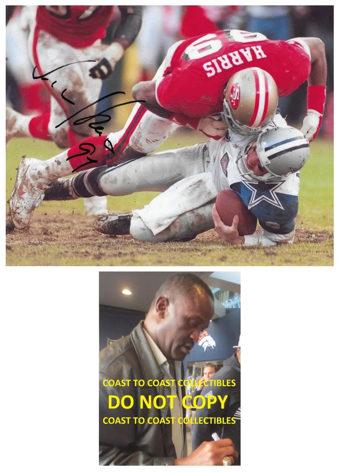 Tim Harris signed 49ers football 8x10 photo proof COA autographed
