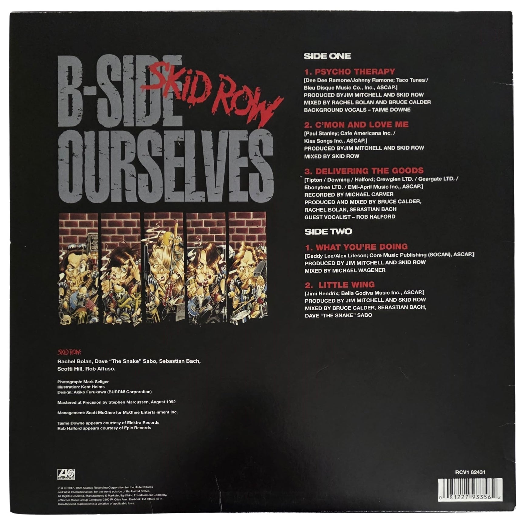 Skid Row Band Signed B - Side Ourselves Album COA Proof Autographed Vinyl Record Sabo,Hill,Bolan,Bach