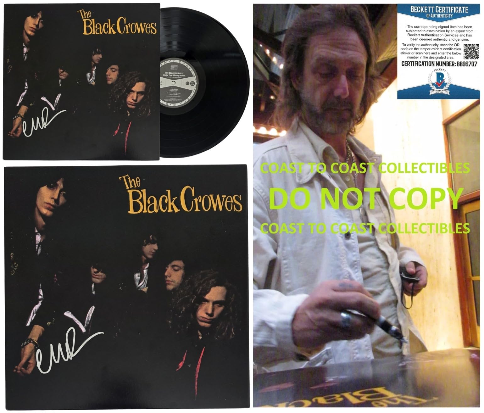 Chris Robinson Signed Black Crowes Shake your Money Maker Album Beckett COA Proof Autographed