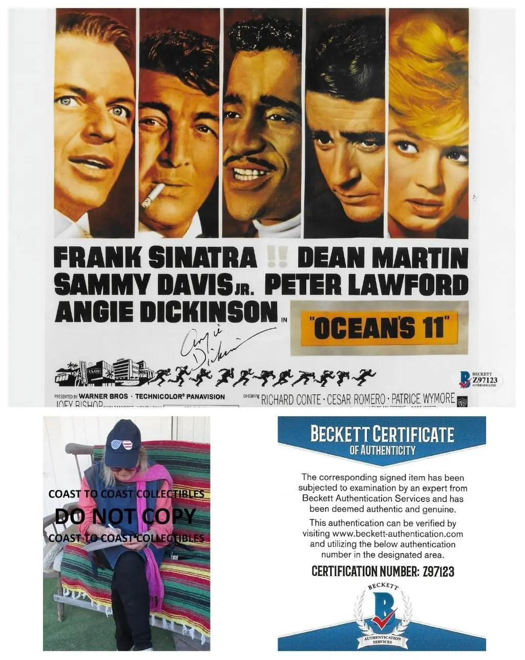 Angie Dickinson Signed Ocean 11 8x10 Photo Proof Beckett COA Autographed STAR Actress
