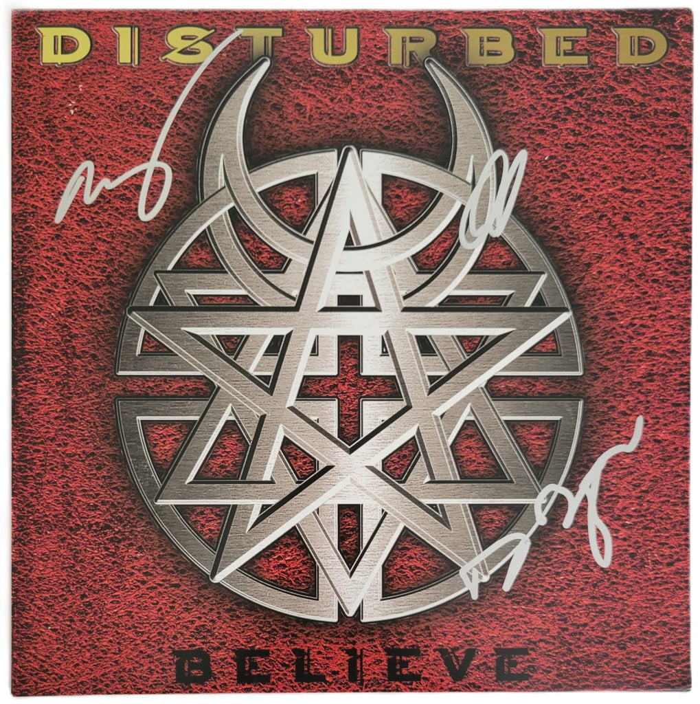 Disturbed Band Signed Believe Album COA Proof Autographed Vinyl Record David Draiman,Dan Donegan,Mike Wengren