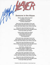 Kerry King Signed Slayer Seasons in The Abyss Lyrics Sheet COA Exact Proof Autographed