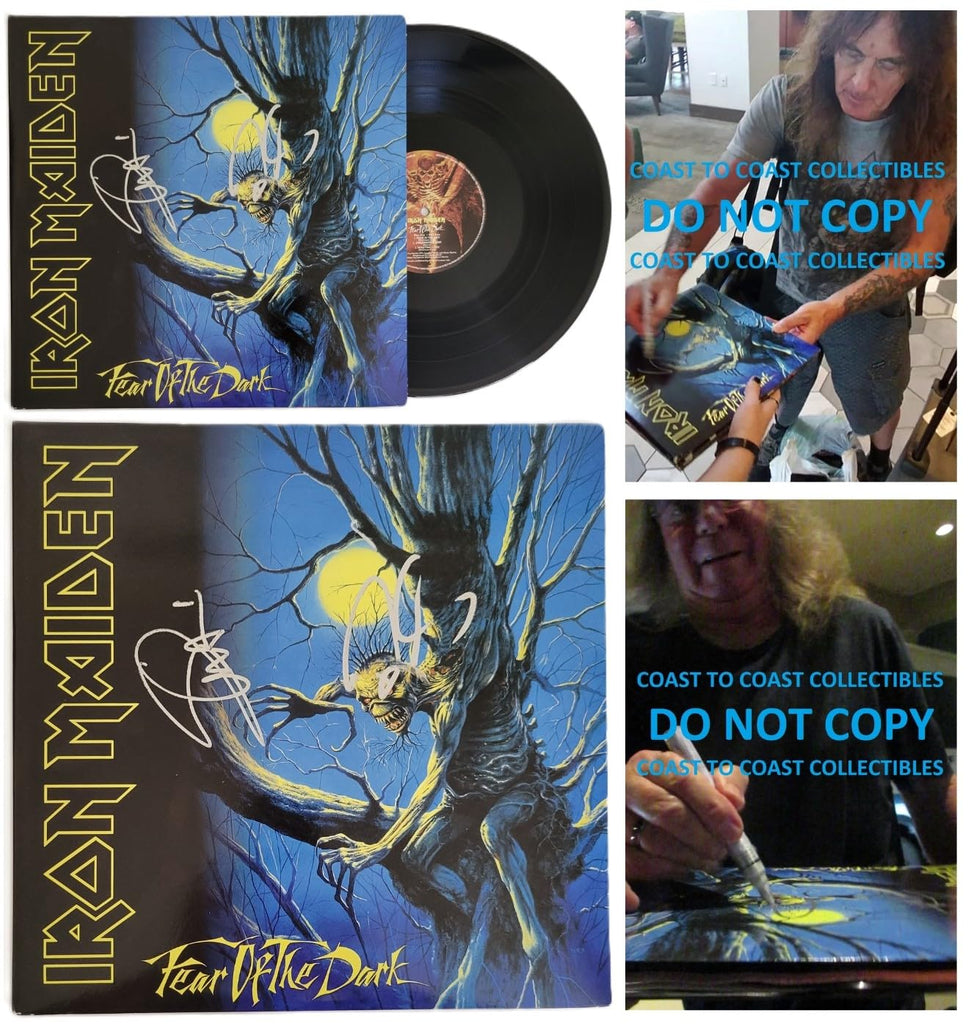 Iron Maiden Signed Fear of the Dark Album COA Proof Autographed Vinyl Record Steve Harris & Dave Murray