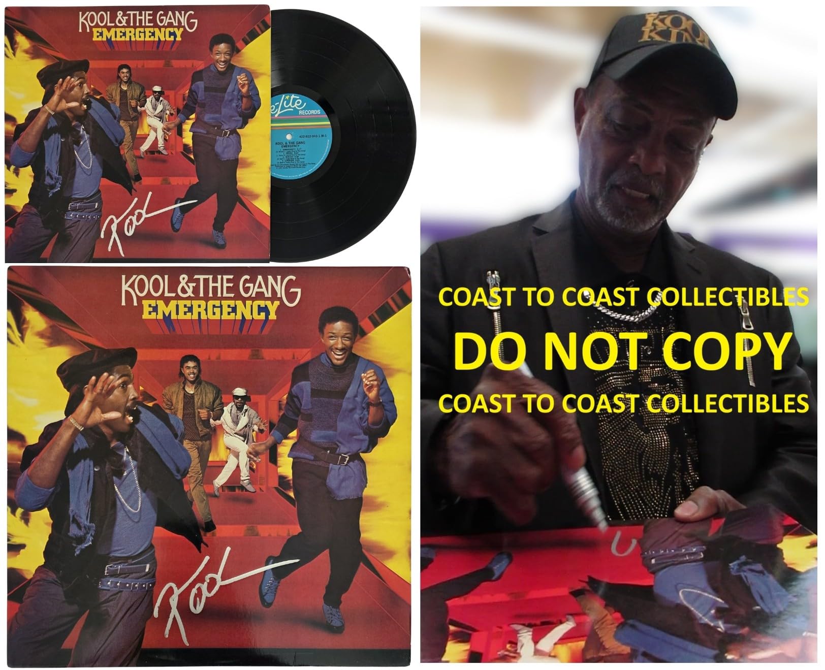 Robert Bell Signed Kool & the Gang Emergency Album COA Proof Autographed Vinyl Record