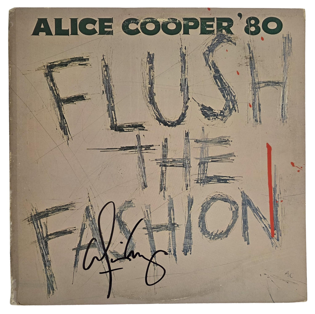 Alice Cooper Signed Flush the Fashion Album COA Proof Autographed Vinyl Record