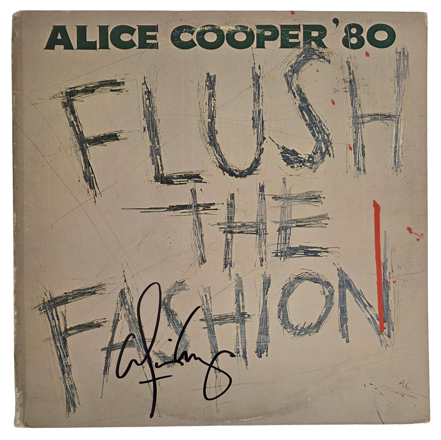 Alice Cooper Signed Flush the Fashion Album COA Proof Autographed Vinyl Record
