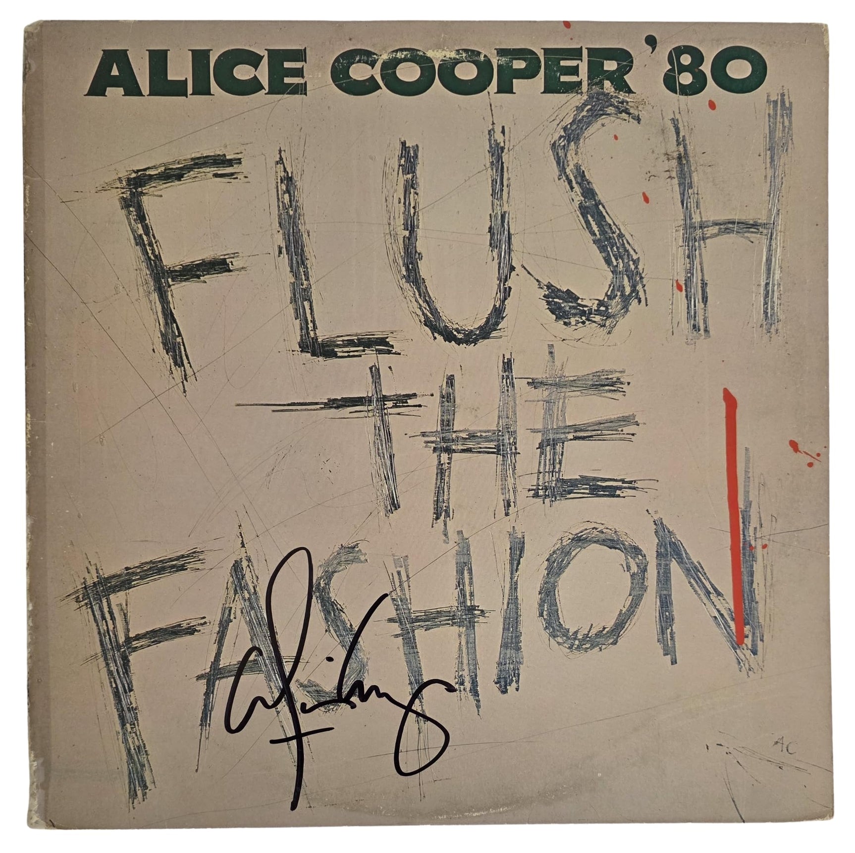 Alice Cooper Signed Flush the Fashion Album COA Proof Autographed Vinyl Record