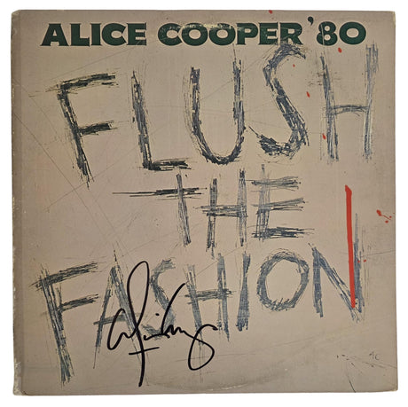 Alice Cooper Signed Flush the Fashion Album COA Proof Autographed Vinyl Record