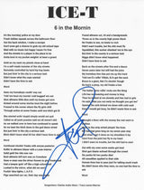 Ice T Signed 6 in the Mornin' Lyrics Sheet COA Exact Proof Autographed Body Count