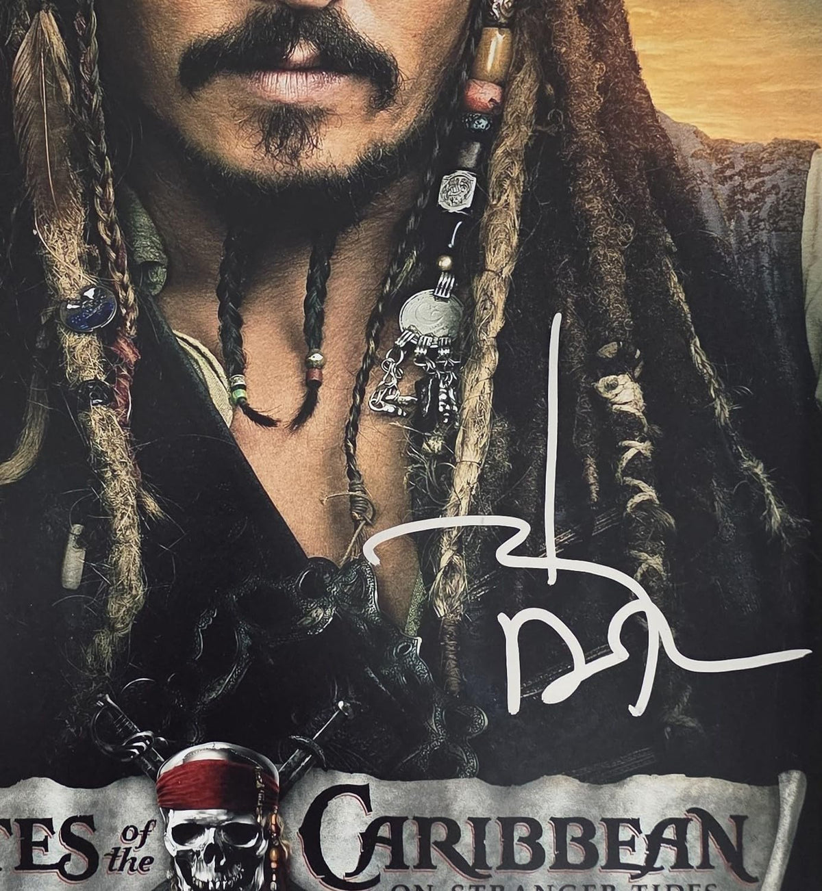 Johnny Depp Signed Pirates of the Caribbean On Stranger Tides 12x18 Photo COA Proof Autographed Jerry Bruckheimer..