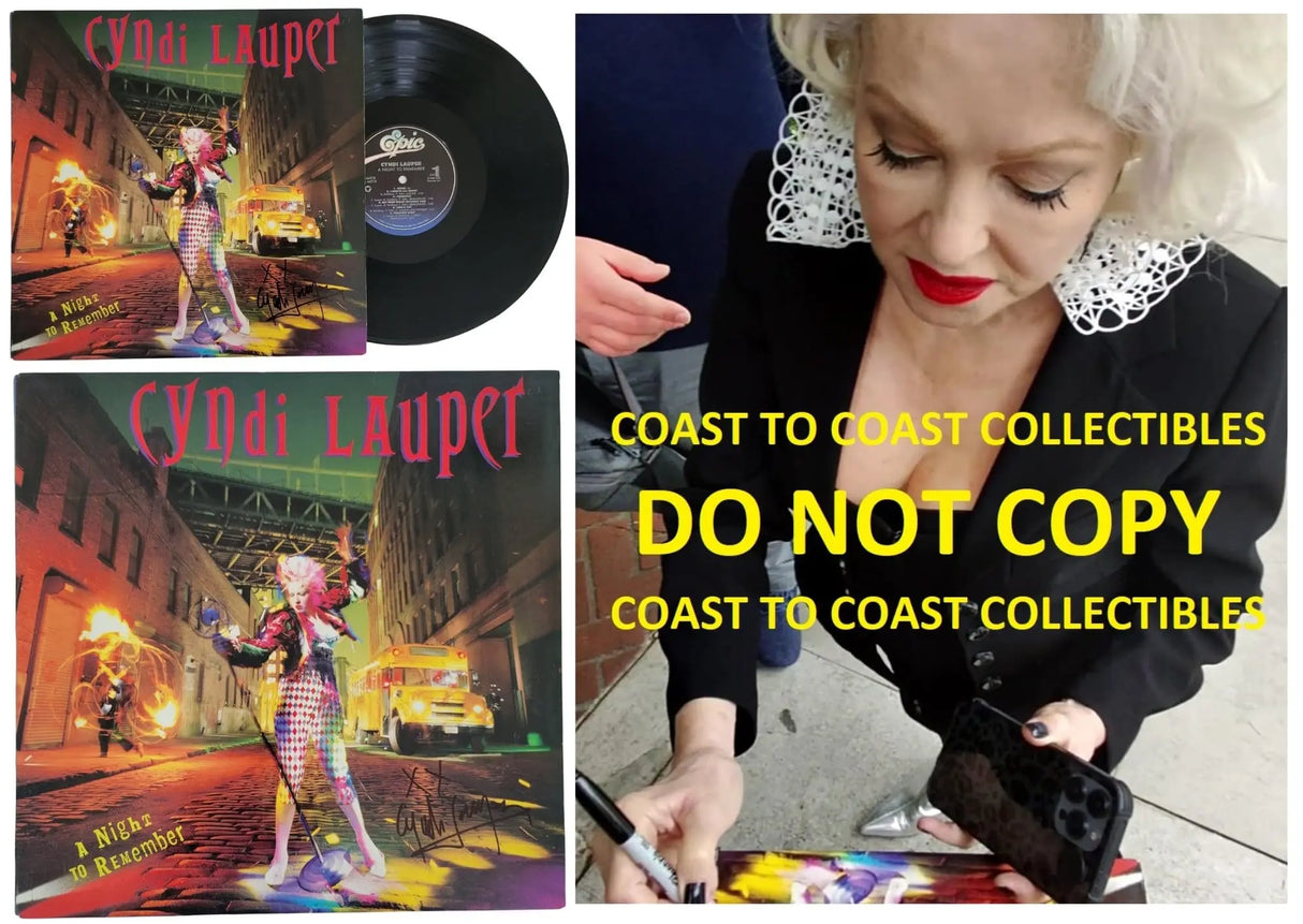 Cyndi Lauper Signed A Night to Remember Album COA Proof Autographed Vinyl Record STAR