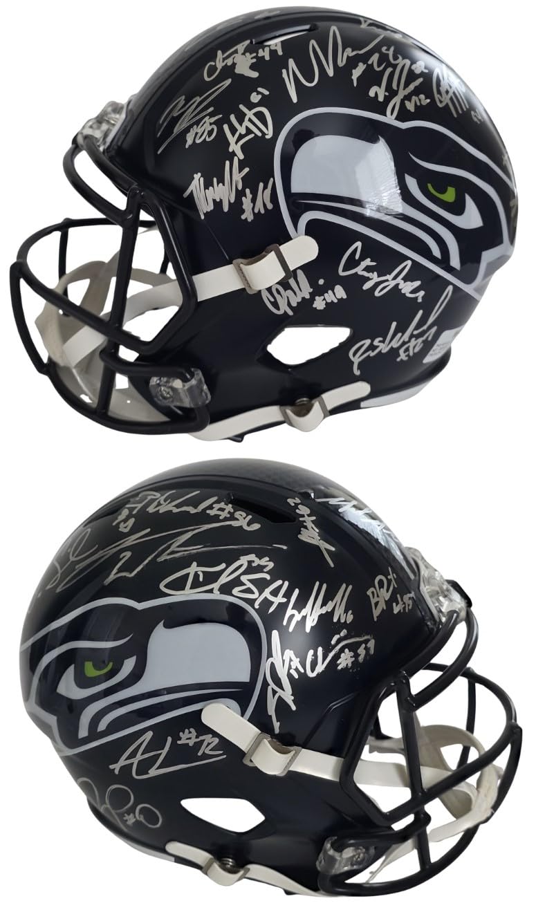 2025 Seahawks Team Signed Full Size Helmet COA Proof Autographed Seattle Seahawks