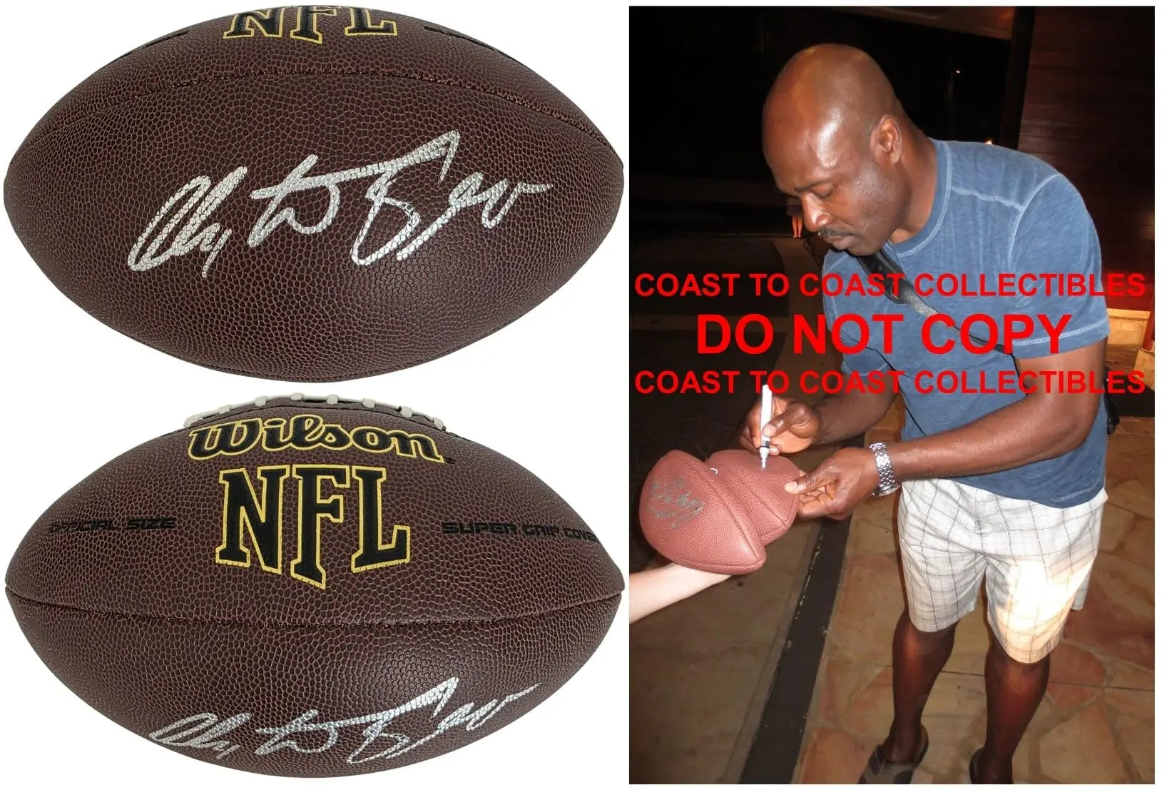Christian Okoye Signed Football Proof Beckett COA Kansas City Chiefs Autographed