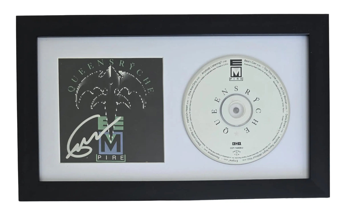 Geoff Tate signed Queensryche Empire CD COA Proof Autographed Framed CD 12x7