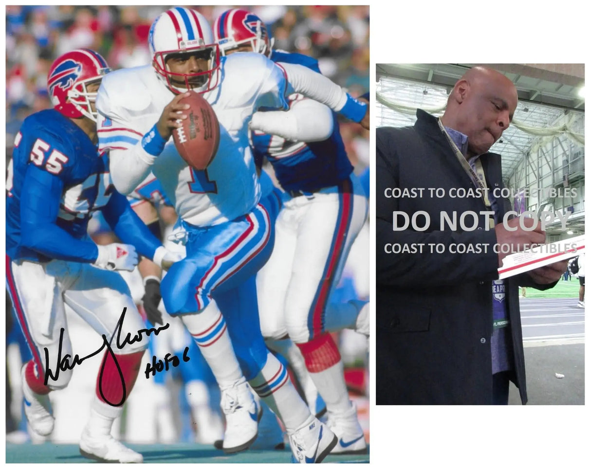 Warren Moon Signed 8x10 Photo COA Proof Autographed Houston Oilers Football.