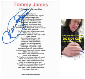 Tommy James Signed I Think We're Alone Now Lyrics Sheet COA Exact Proof Autographed