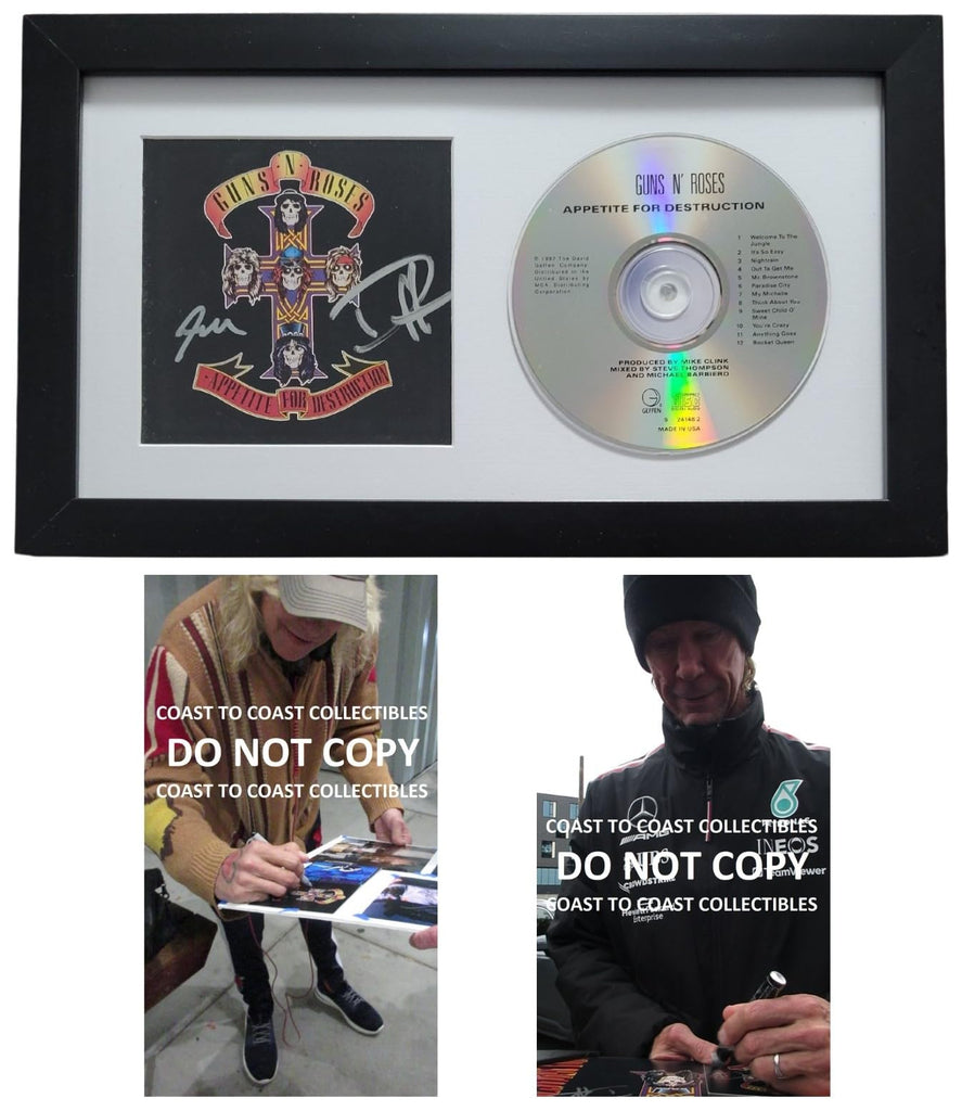 Duff McKagan Steve Adler Signed G.N.R Appetite for Destruction CD Proof COA Framed Gun N Roses Autographed