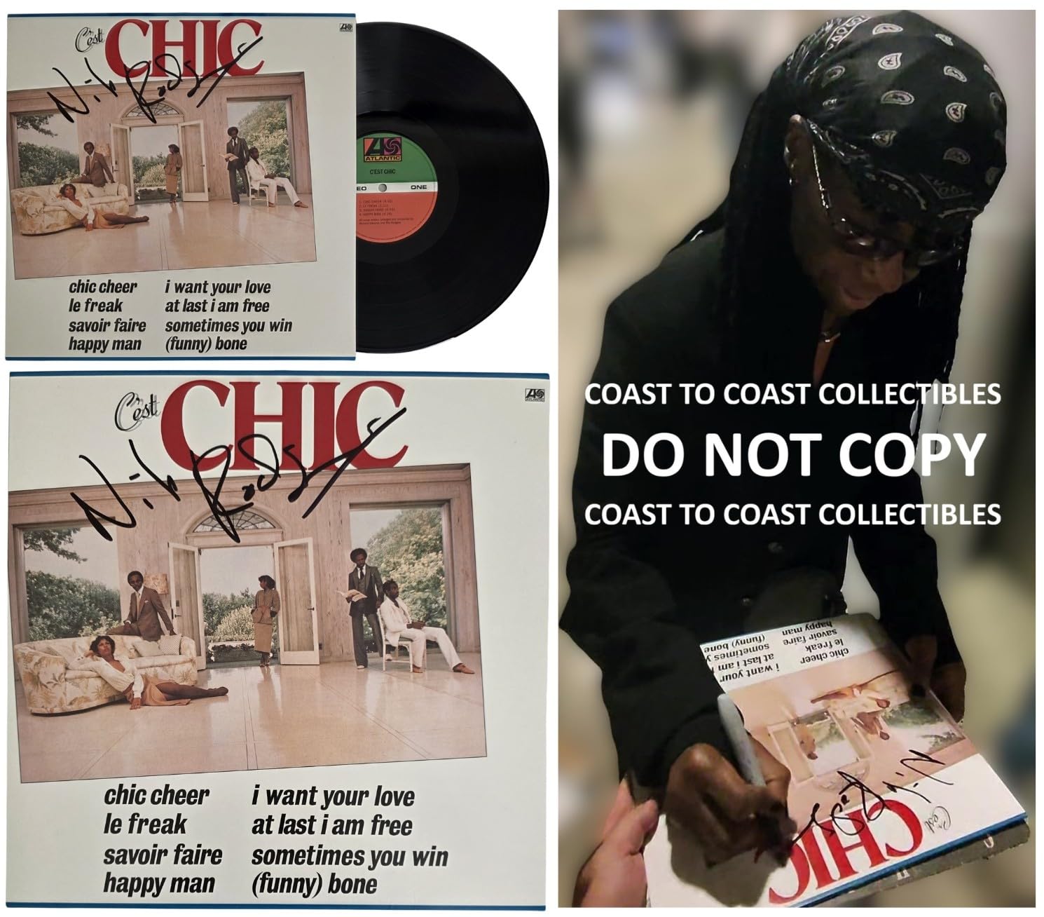 Nile Rodgers Signed C'est Chic Album COA Exact Proof Autographed Vinyl Record Le Freak