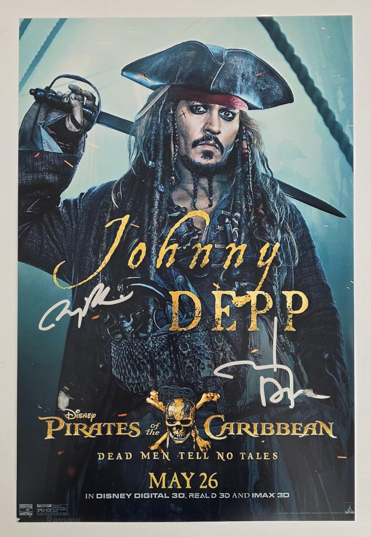 Johnny Depp Signed Pirates of the Caribbean 12x18 Photo COA Proof Autographed Jerry Bruckheimer