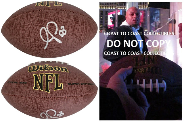 Antonio Pierce Signed Football Proof COA Autographed Las Vegas Raiders Giants