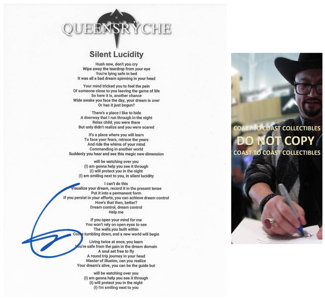 Geoff Tate Signed Queesryche Silent Lucidity Lyrics Sheet Proof COA Autographed