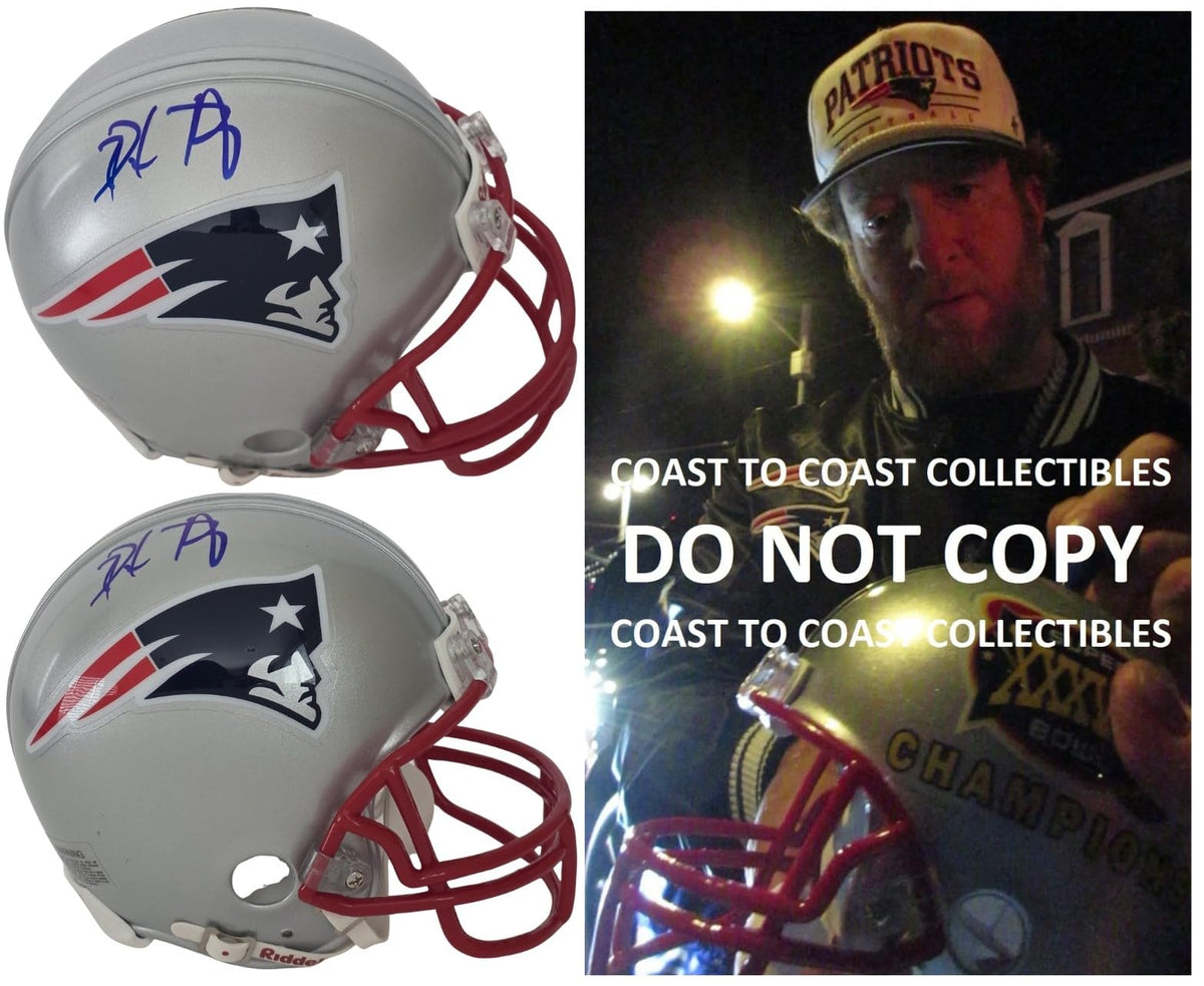 Dave Portnoy Signed Patriots Mini Football Helmet COA Proof Barstool Sports Autographed New England Pats