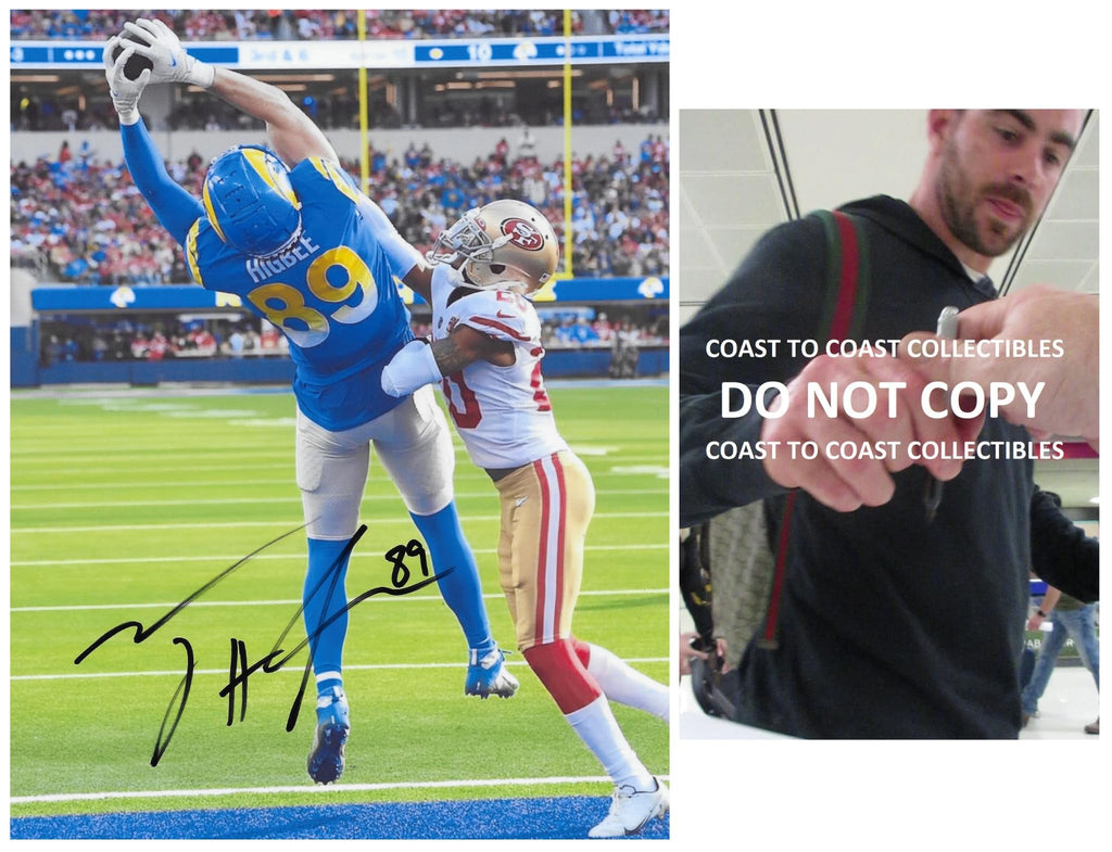 Tyler Higbee signed Los Angeles Rams football 8x10 photo Proof COA autographed..