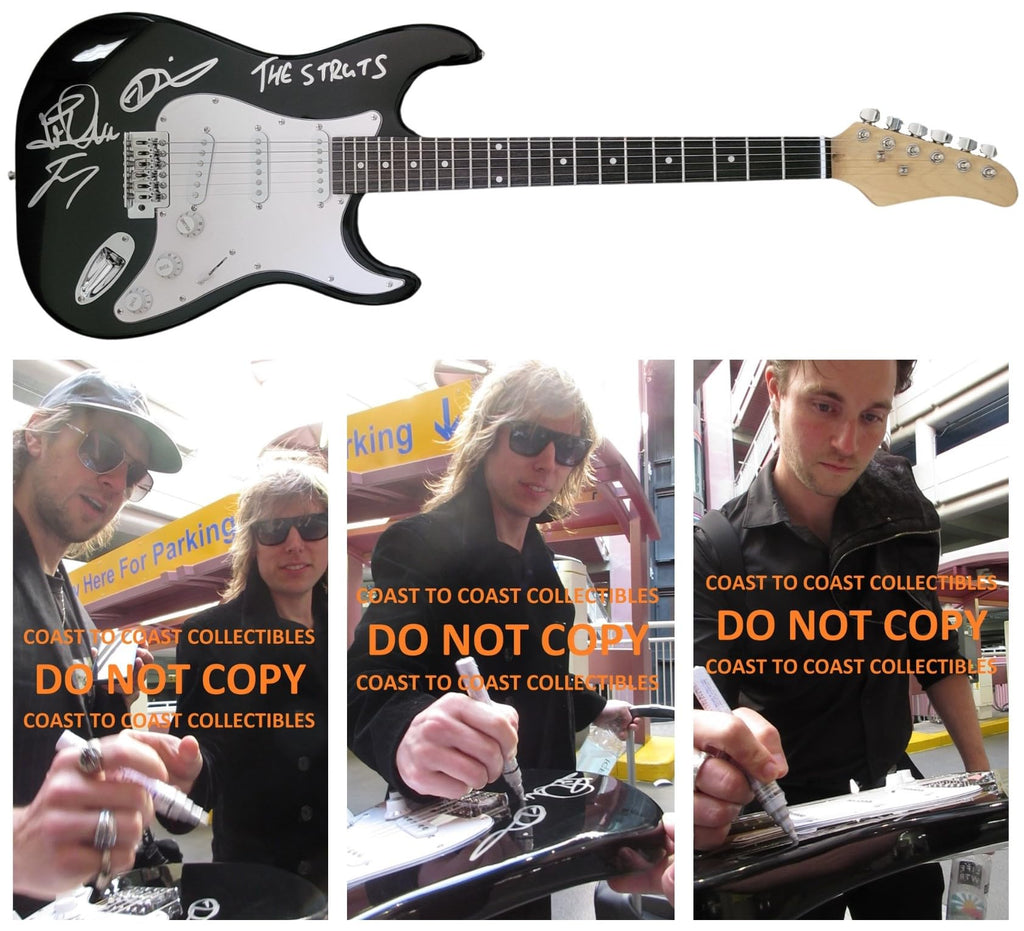 The Struts Band Signed Guitar COA Proof Autographed Luke Spiller Jed Elliott Gethin Davies.