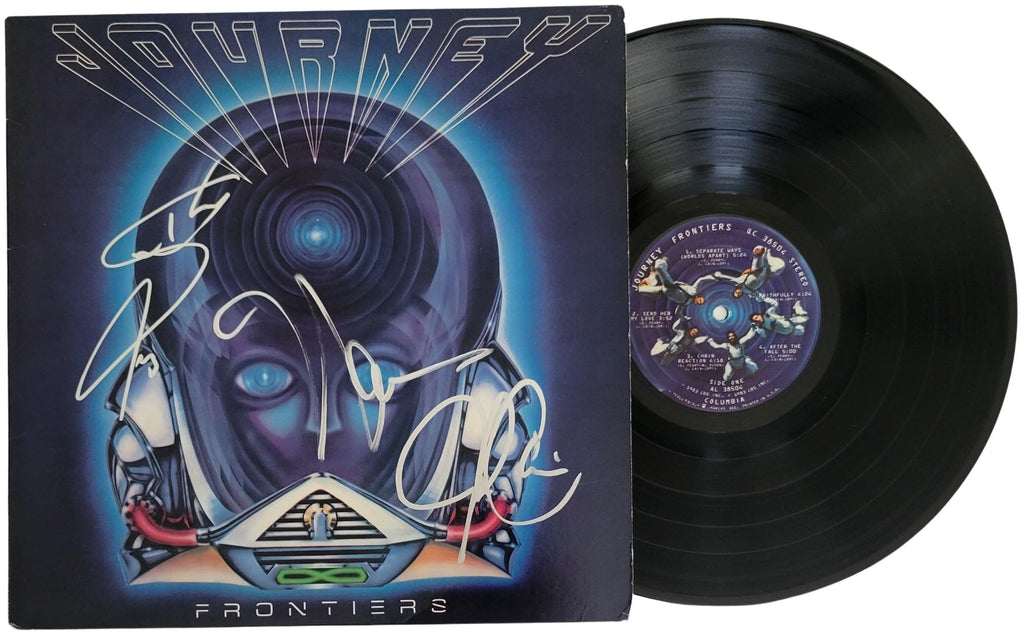 Journey Signed Frontiers Album COA Proof Autographed Vinyl Record Steve Perry, Jonathan Cain, Neal Schon STAR
