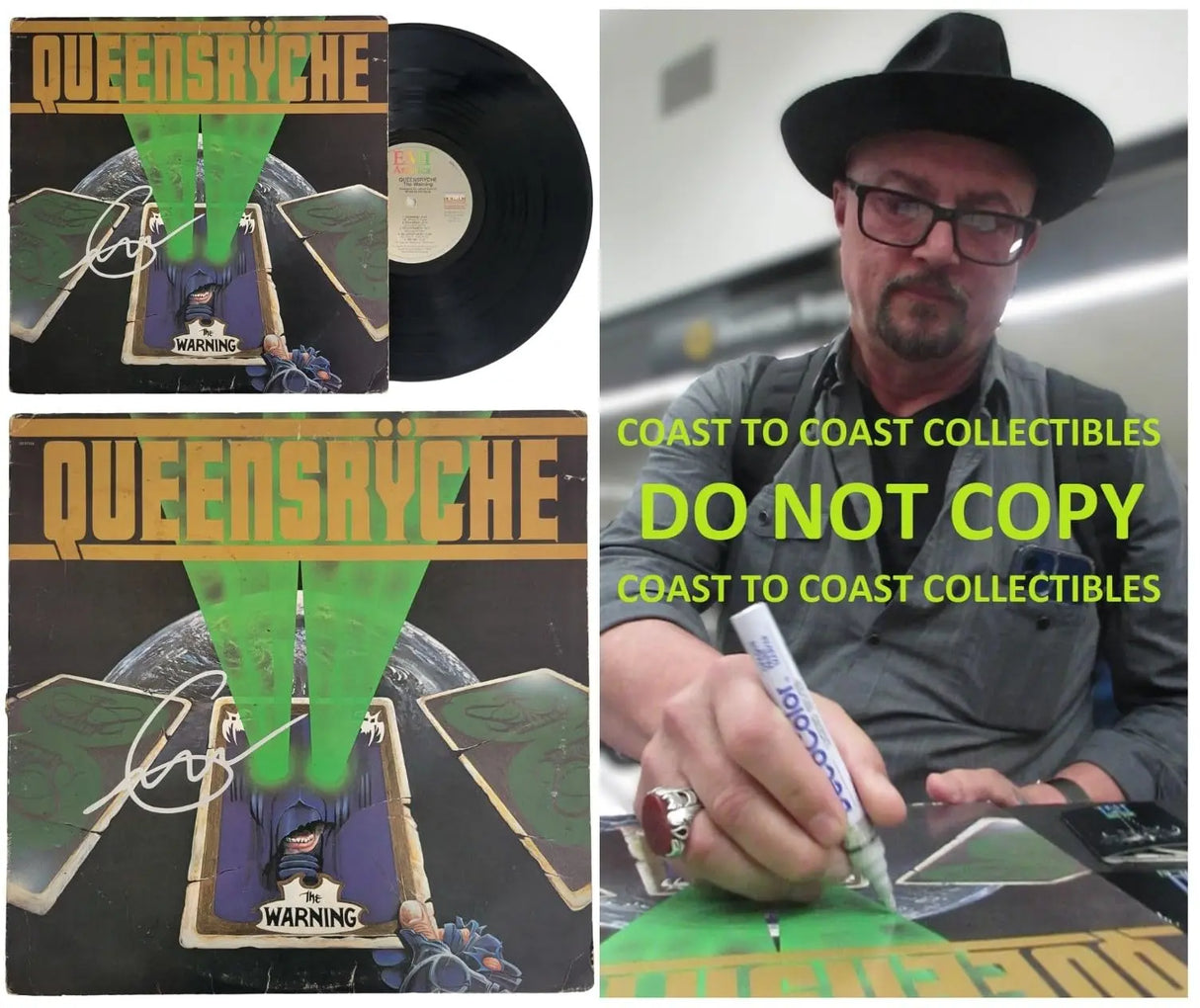 Geoff Tate Signed Queensryche The Warning Album COA Proof Autographed Vinyl Record