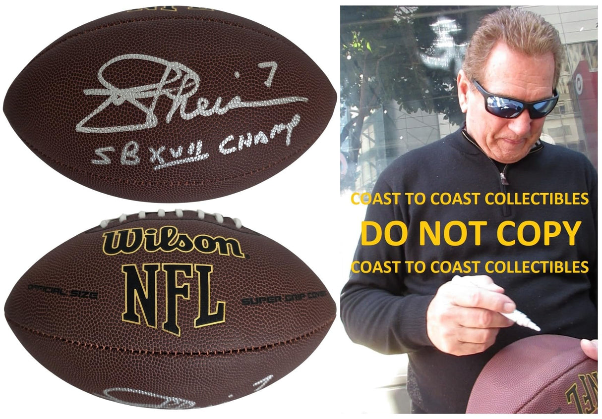 Joe Theisman Signed Football Proof COA Autographed Notre Dame Washington Redskins SB Champ