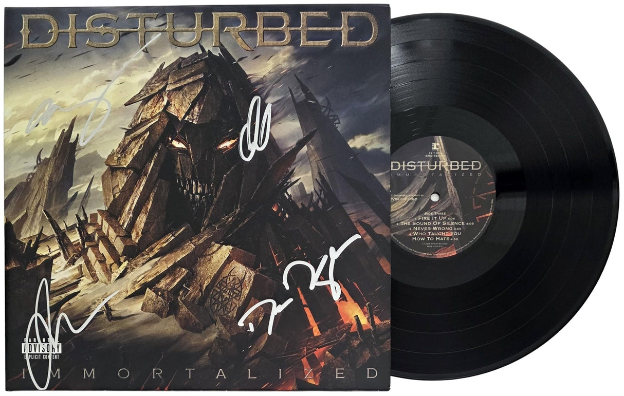 Disturbed Band Signed Immortalized Album COA Proof Autographed Vinyl Record David Draiman,Dan Donegan,Mike Wengren