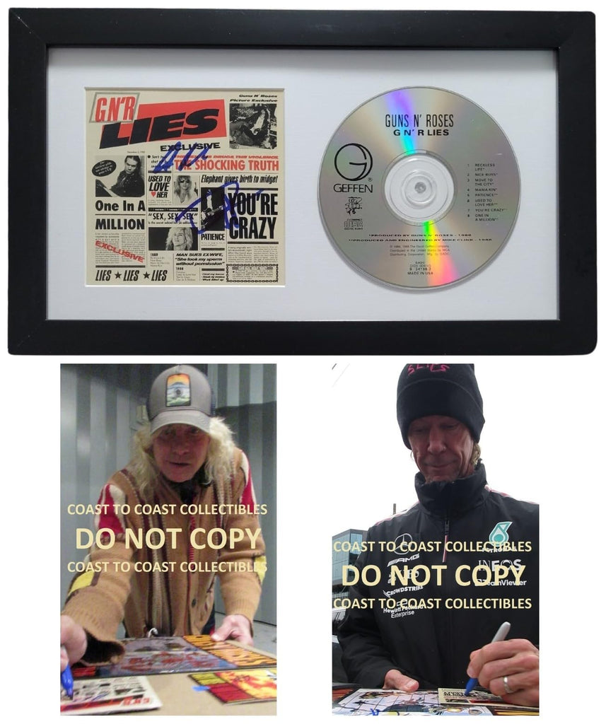 Duff McKagan Steve Adler Signed G.N.R Lies CD Proof COA Framed Gun N Roses Autographed