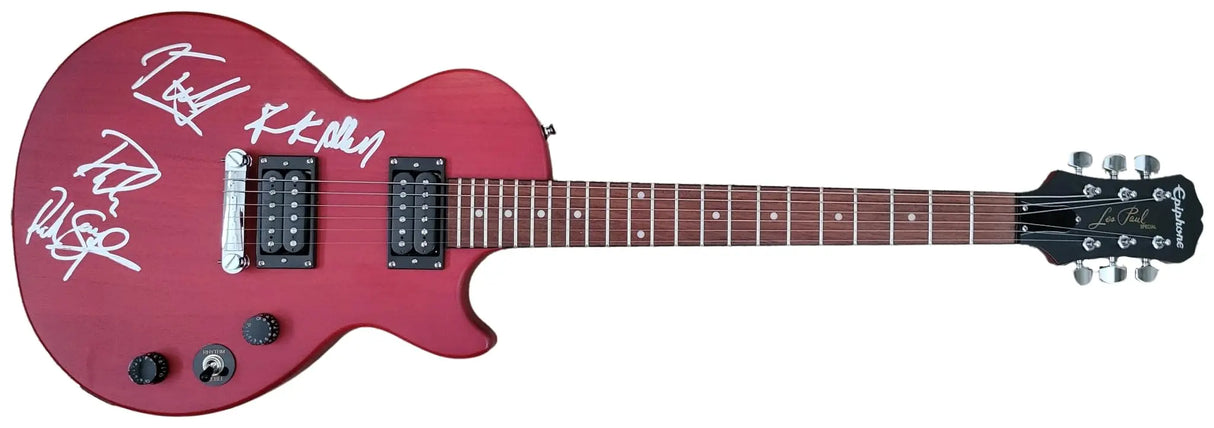 Joe Elliott Rick Savage Phil Collen Rick Allen Signed Les Paul Electric Guitar COA Proof Autographed Def Leppard Band