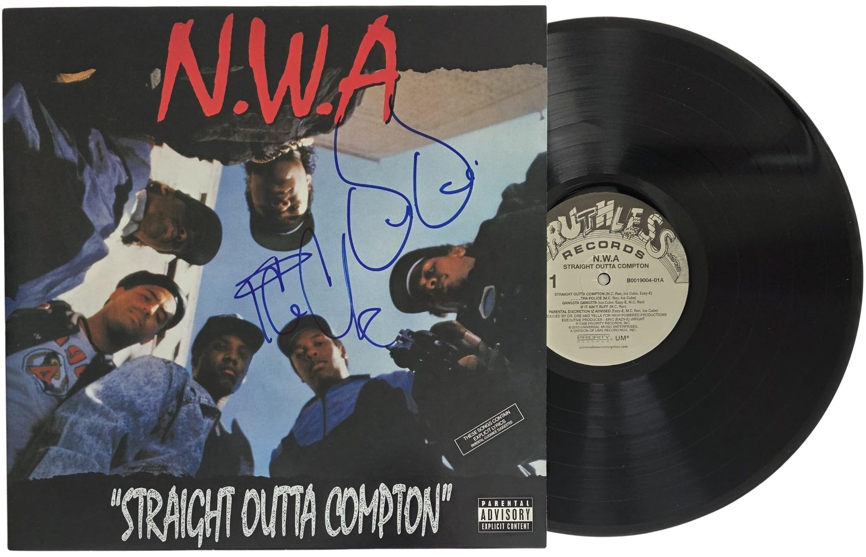Dr. Dre & Ice Cube Signed NWA Straight Outta Compton Album COA Proof Autographed
