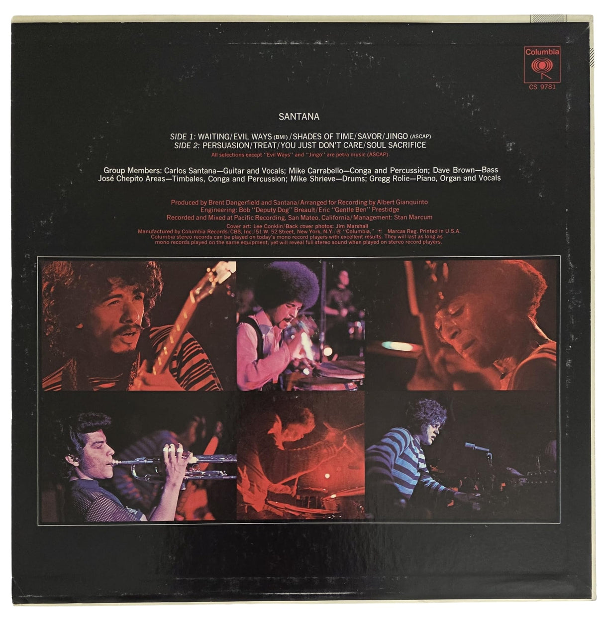 Carlos Santana Signed Santana Album COA Exact Proof Autographed Vinyl Record