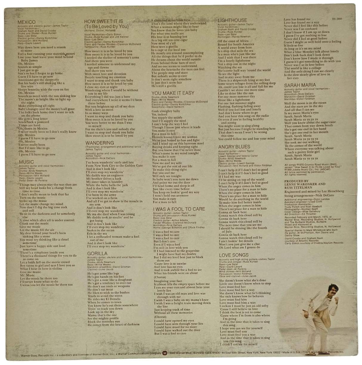 James Taylor Signed Gorilla Album COA Exact Proof Autographed Vinyl Record