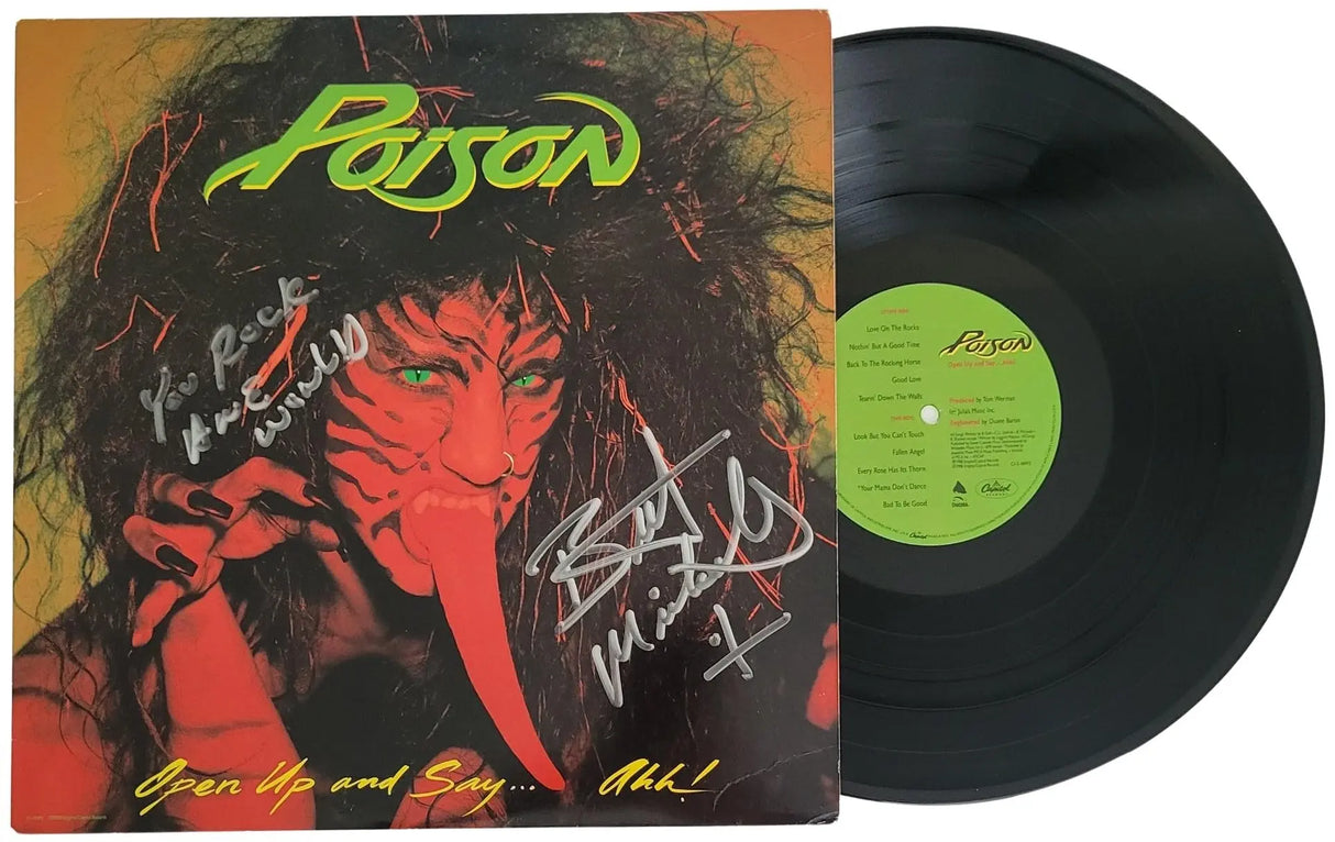 Bret Michaels Signed Poison Open Up and Say...Ahh! Album Beckett COA Proof Autographed Vinyl Record