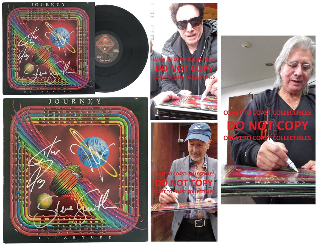 Journey Signed Departure Album COA Proof Autographed Vinyl Record Steve Perry, Steve Smith, Neal Schon STAR