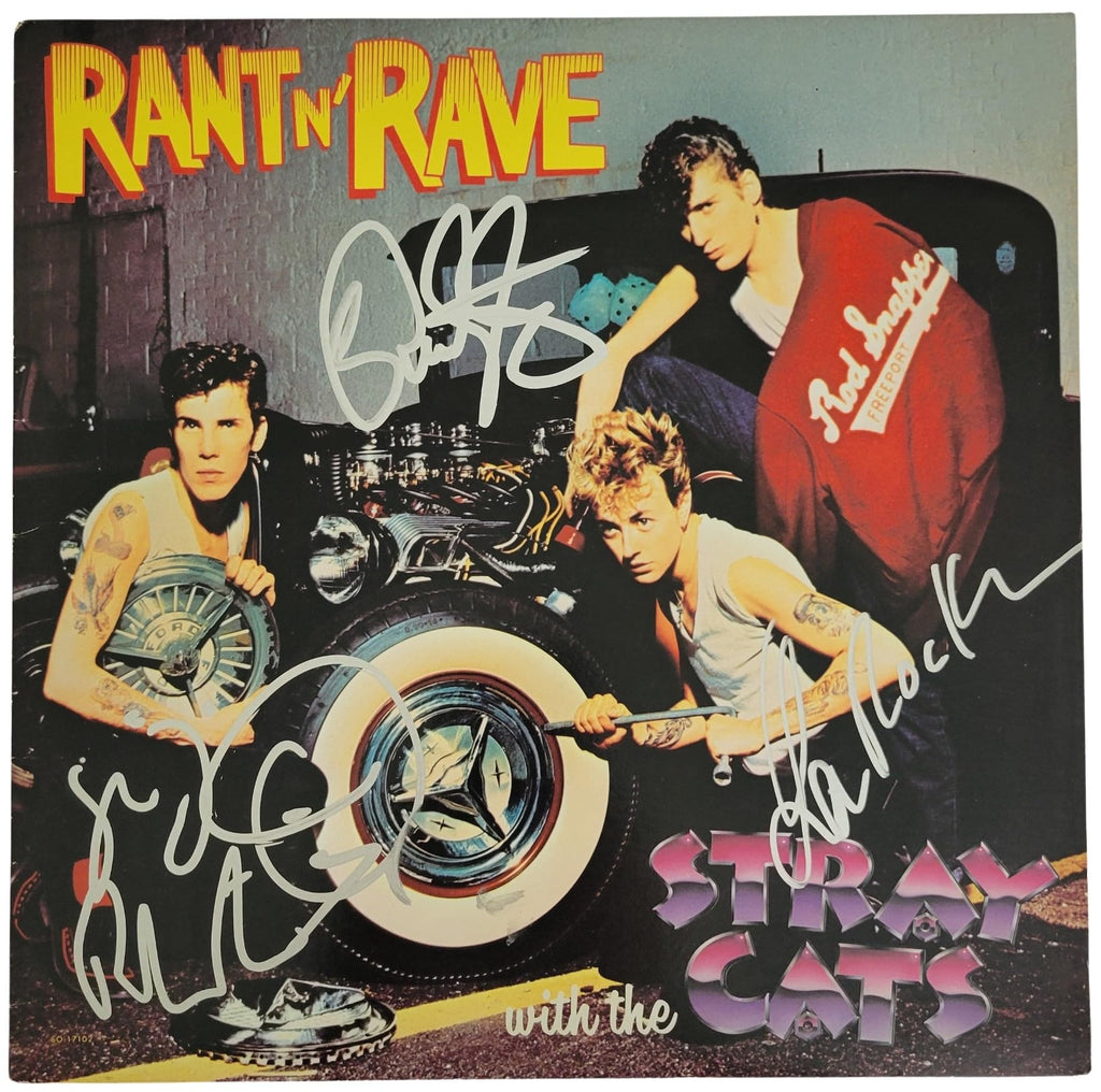 Brian Setzer Lee Rocker Slim Jim Signed Stray Cats Rant n Rave Album Proof COA Autographed Vinyl Record