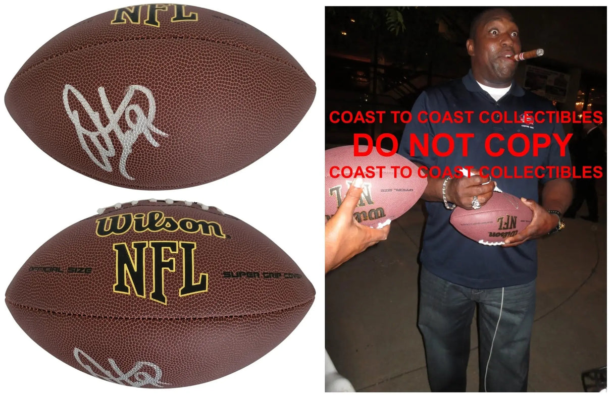 Warren Sapp Signed Football Proof COA Autographed Tampa Bay Buccaneers Raiders