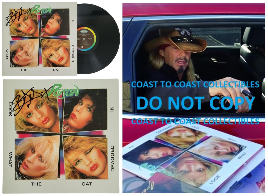 Bret Michaels Signed Poison Look What the Cat Album COA Proof Autographed Vinyl Record