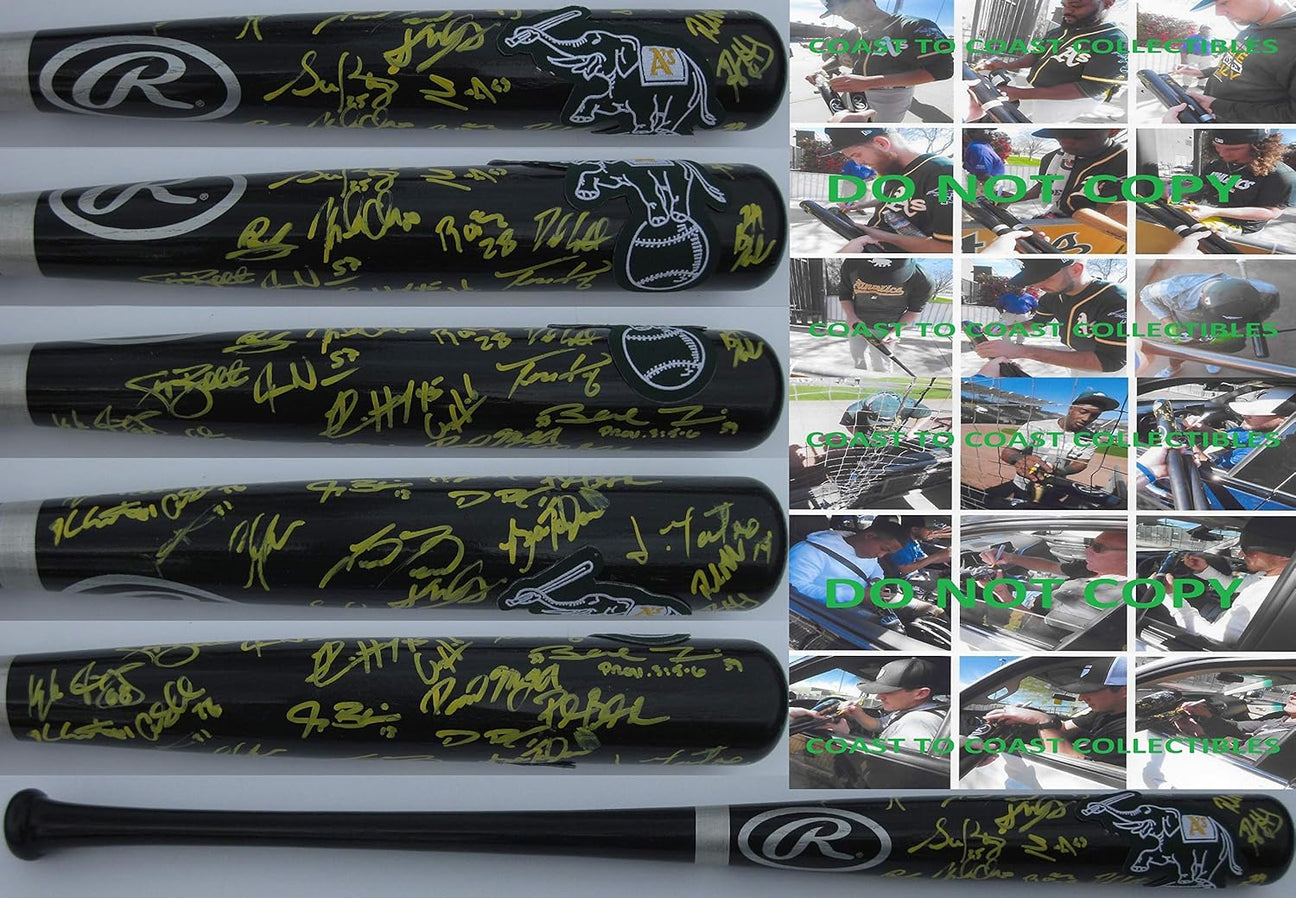 2019 Oakland Athletics, A's team signed autographed Baseball Bat, COA with the proof photos will be included.